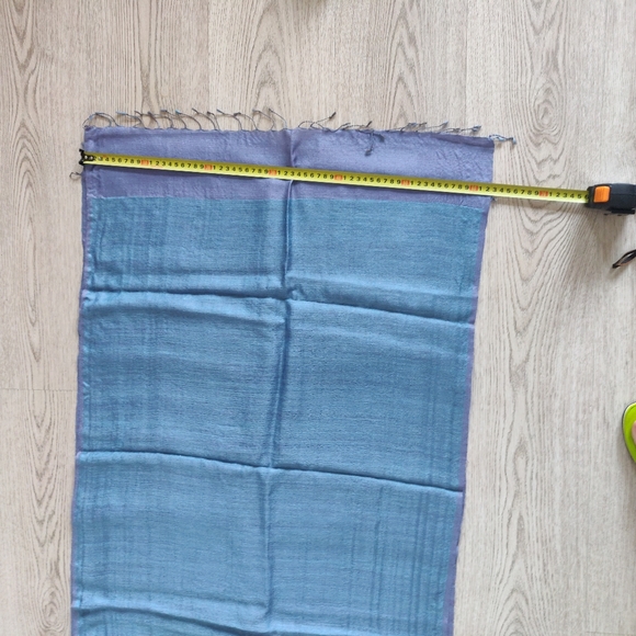 Fabindia Pure Silk Double Layers Blue/Purple Stoll - Picture 2 of 4